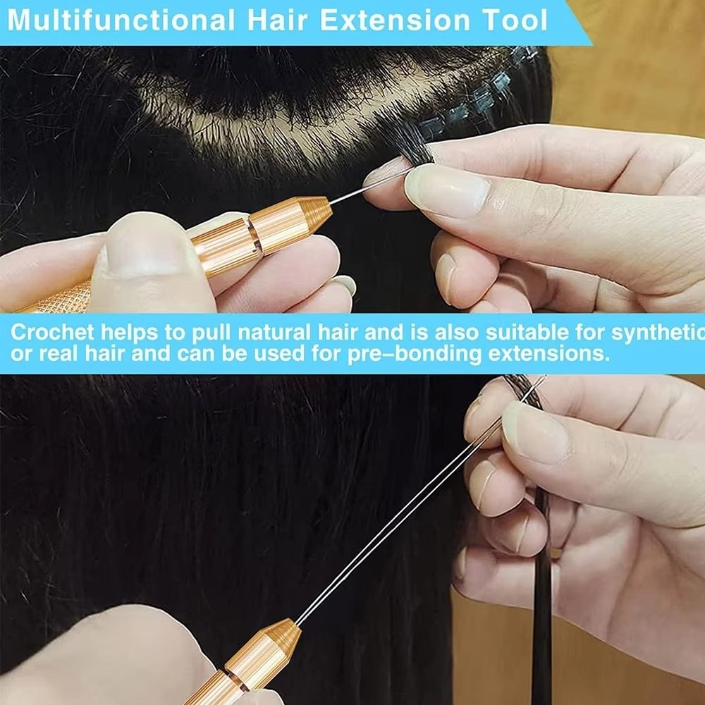 Needle Threader Tool - DIY 4-in-1 Hair Extension Tools Ventilating