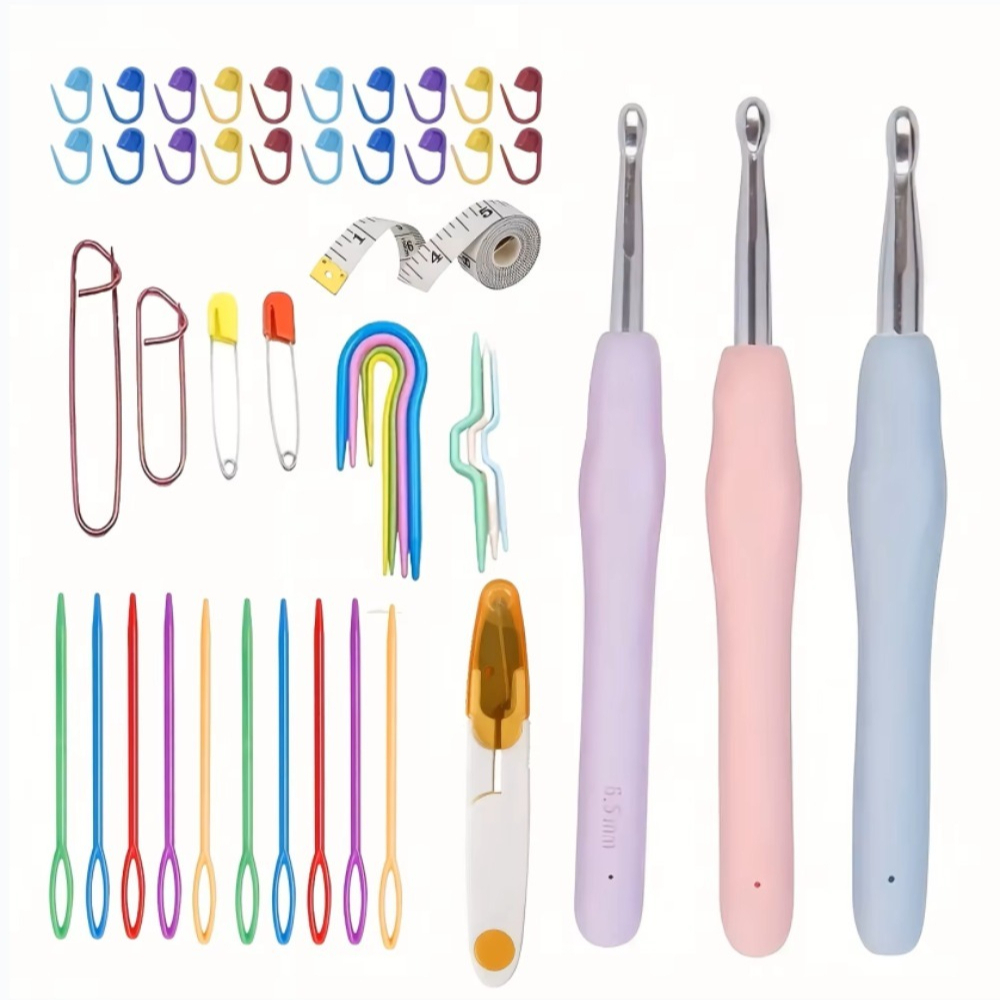 Textile Sewing Kit - Ergonomic Crochet Hooks Set Large Size
