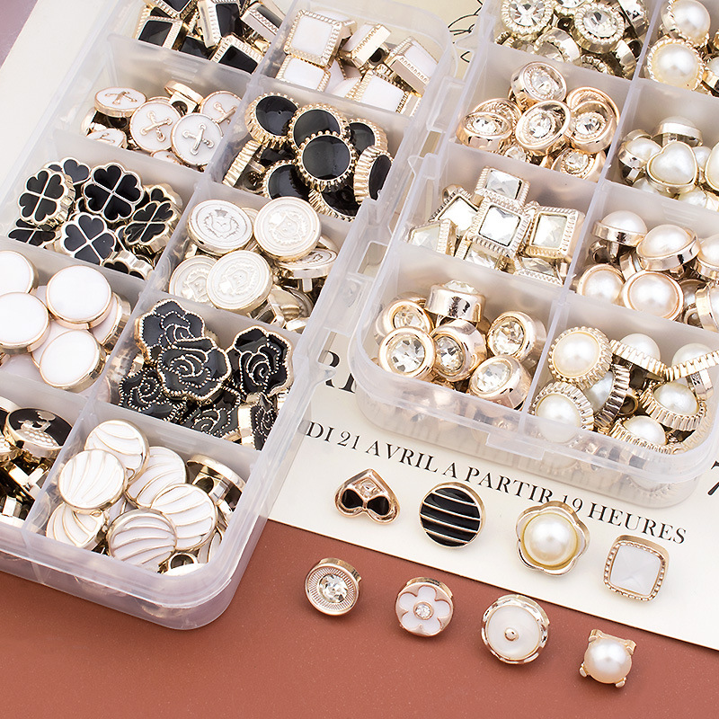 Sewing Production - 100pcs Beautiful Shank Buttons 8-12mm Gold