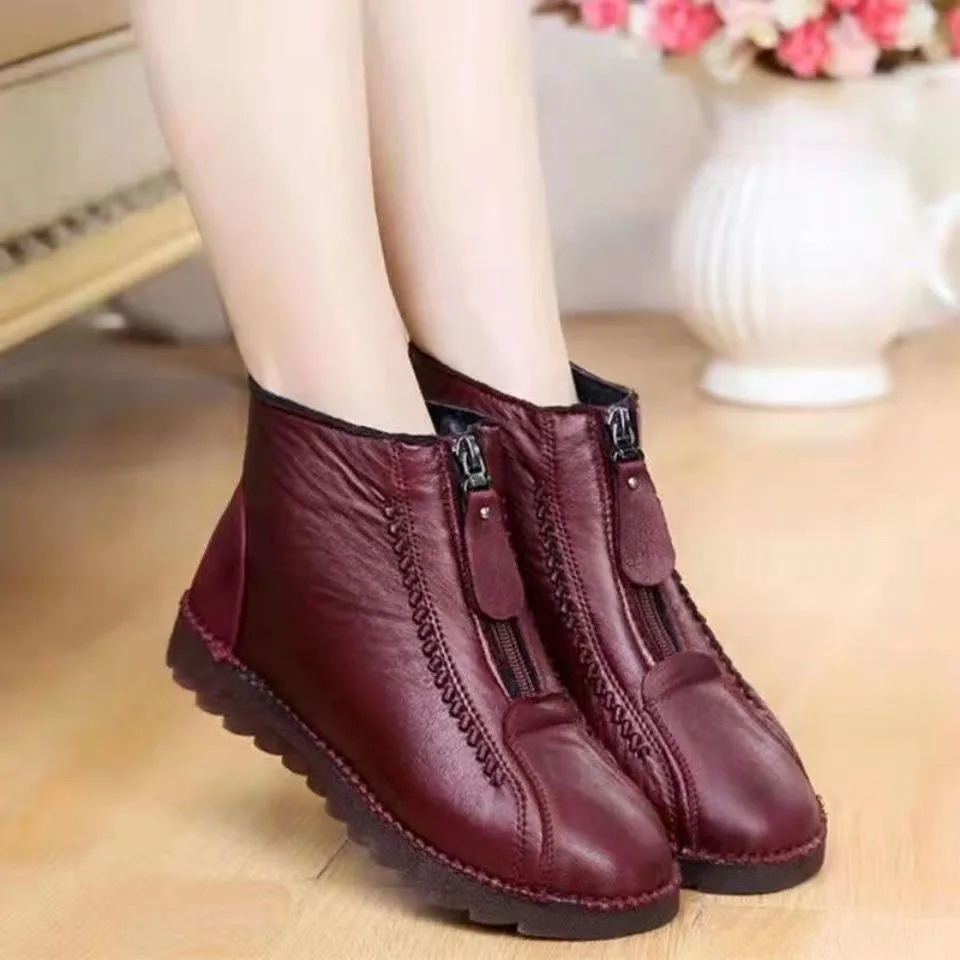 Winter Women Ankle Boots Fashi - Sewing Front Zipper recension och pris