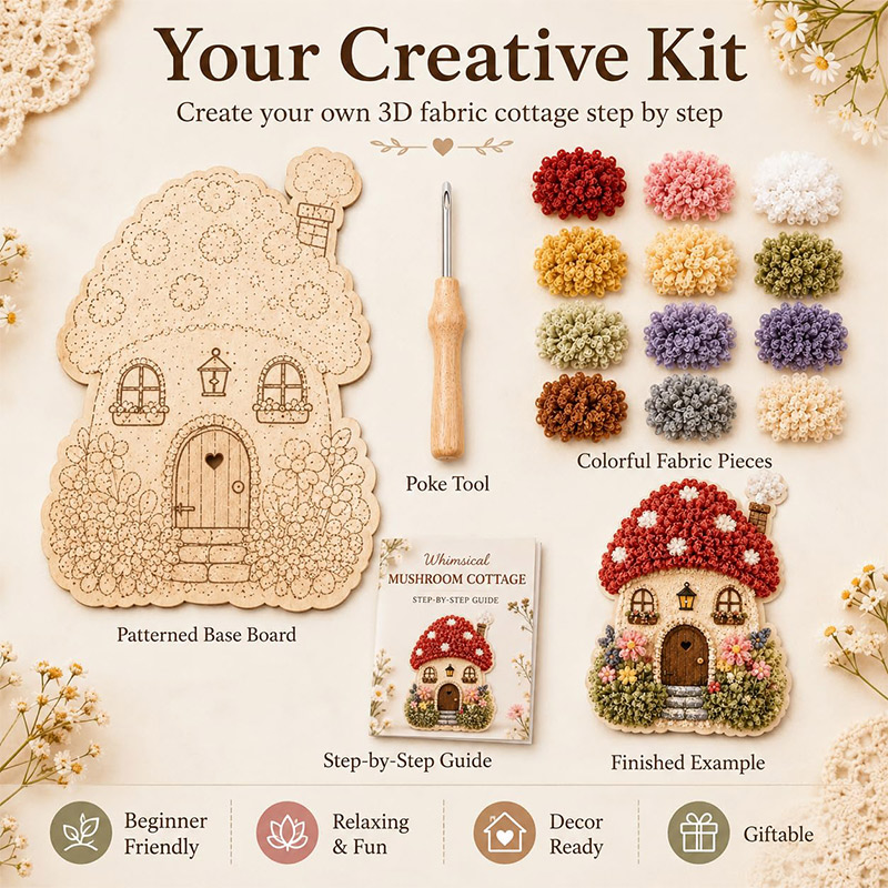 3D Mushroom House Poke Art DIY - Sewing House recension och pris