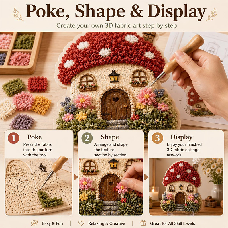 3D Mushroom House Poke Art DIY - Sewing House recension och pris