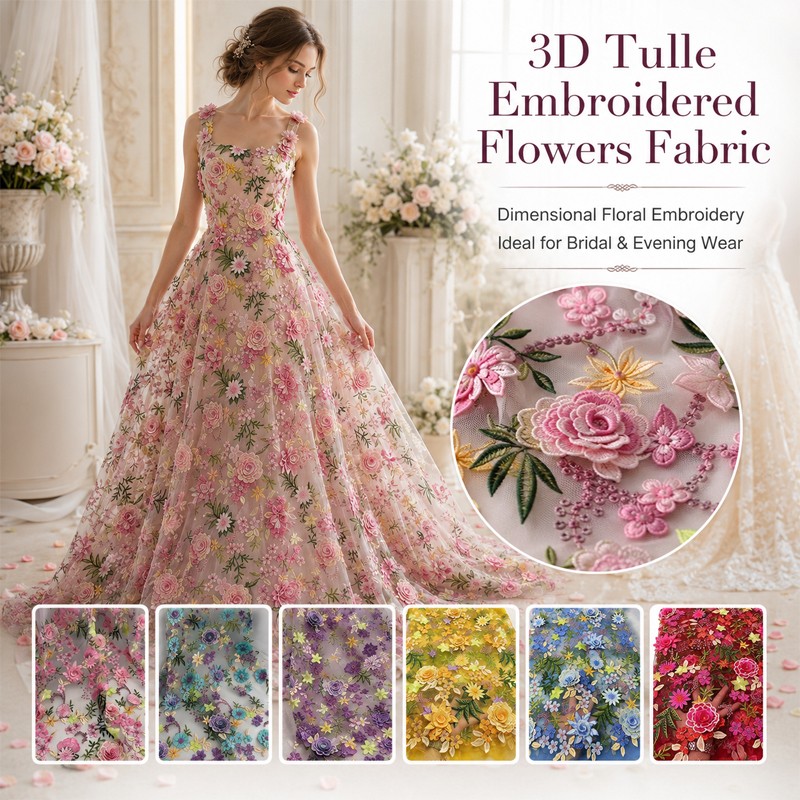 90x130cm 3D Floral Embroidered - Sewing Textiles recension och pris