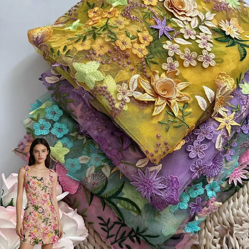 90x130cm 3D Floral Embroidered - Sewing Textiles recension och pris