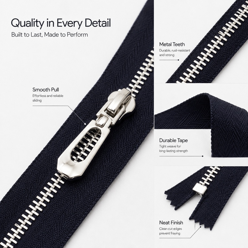 5Pcs 3# 40-70cm Metal Open-End - Sewing Front Zipper recension och pris