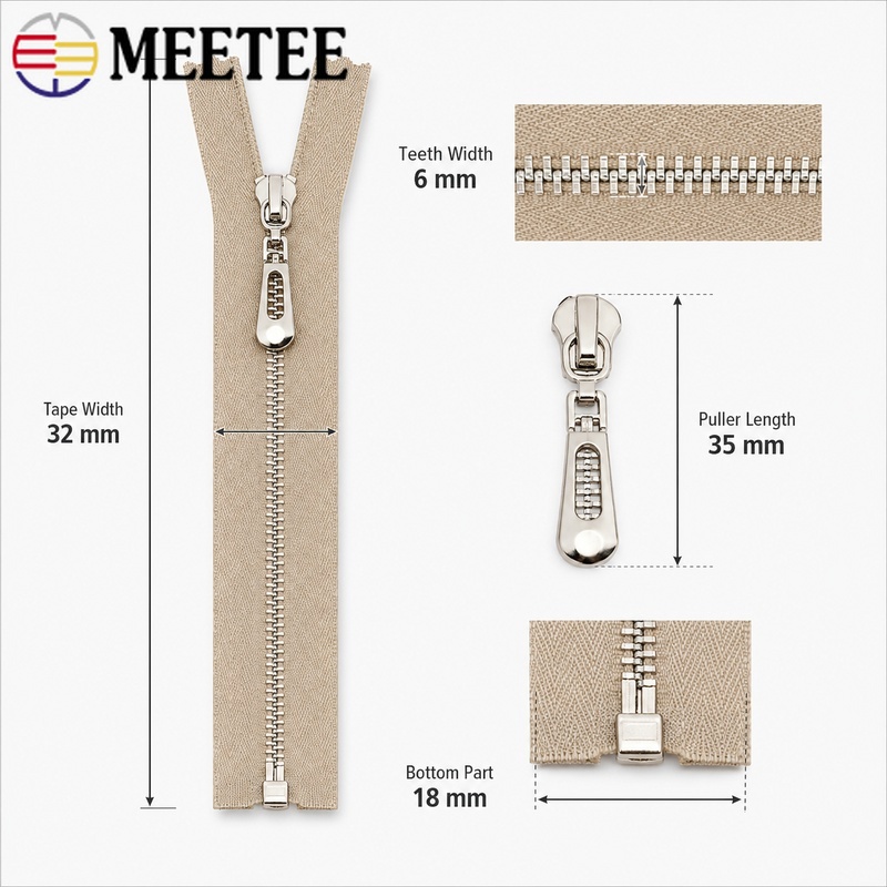 5Pcs 3# 40-70cm Metal Open-End - Sewing Front Zipper recension och pris