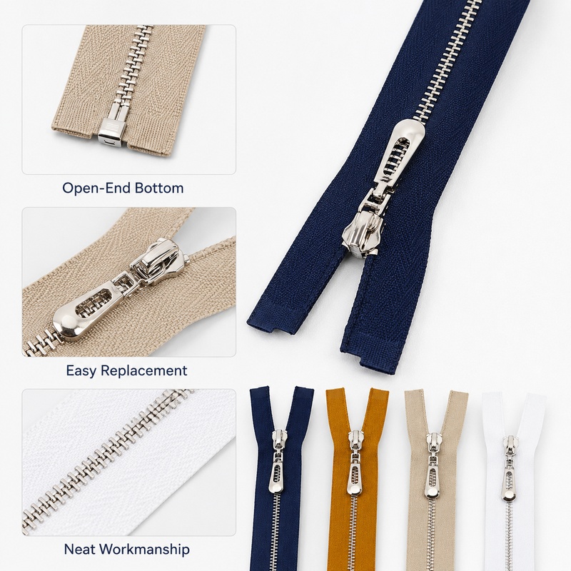 5Pcs 3# 40-70cm Metal Open-End - Sewing Front Zipper recension och pris