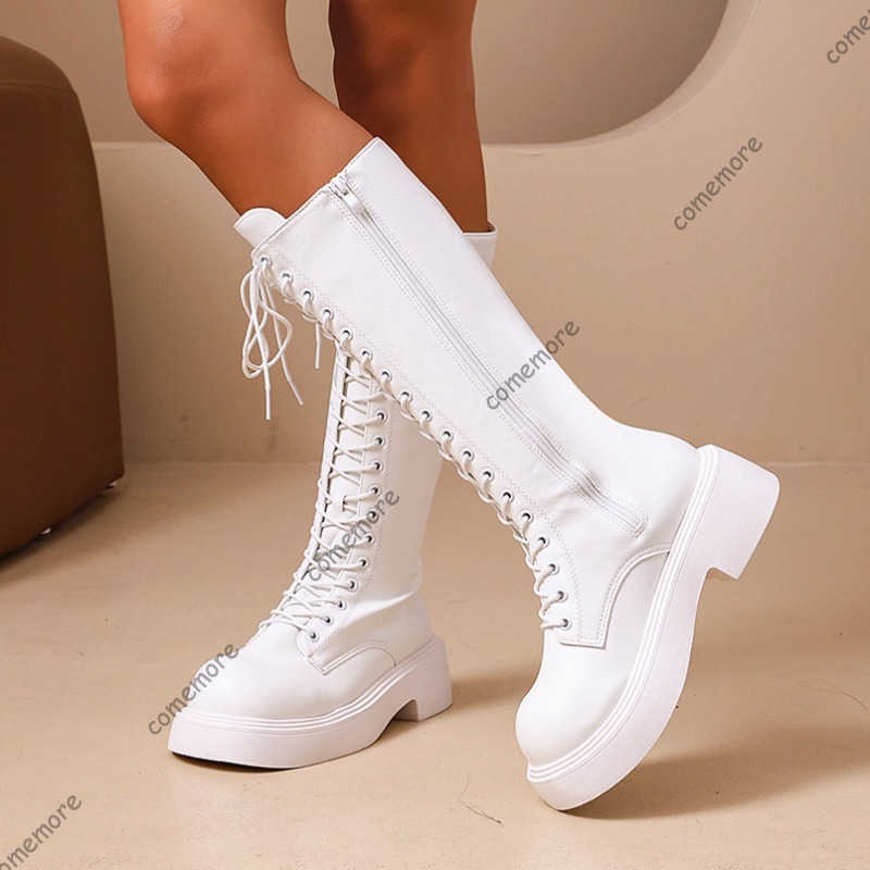 Women Vintage Knee High Platfo - Sewing Front Zipper recension och pris
